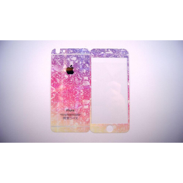 

Защитное стекло for Apple iPhone 6/6S жемчужный ручей back/face yellow/pink/violet