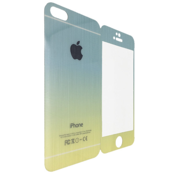 

Защитное стекло for Apple iPhone 6/6S радуга градиент back/front yellow/blue
