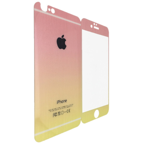 

Защитное стекло for Apple iPhone 6/6S радуга градиент back/front yellow/light pink