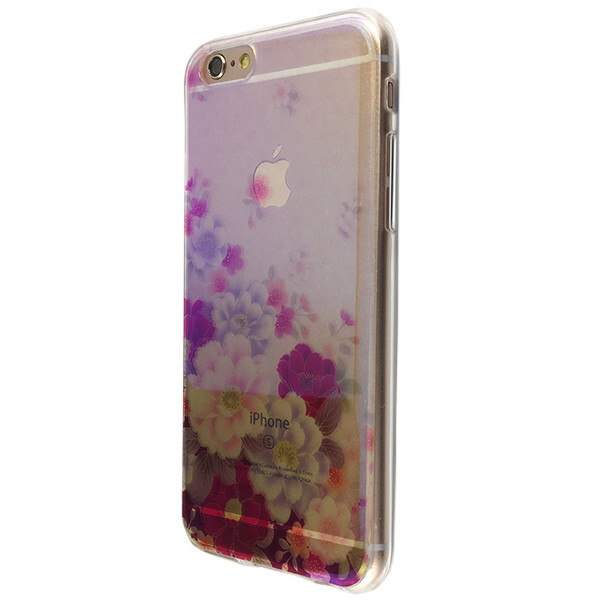 

Накладка силикон прозрачный лакированный цветы для Apple iPhone 6 / 6S (01)