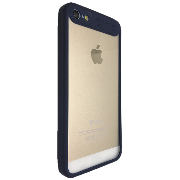 

Чехол-накладка Autofocus пластик прозрачный с силикон бортом для Apple iPhone 5/5S (blue)