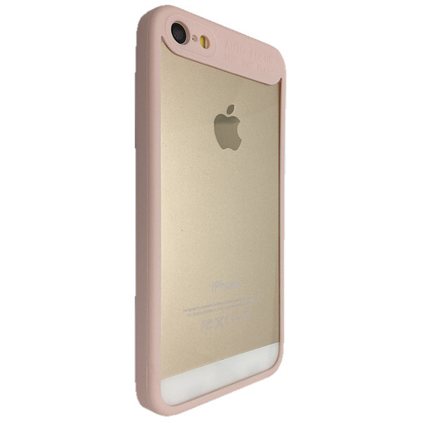 

Чехол-накладка Autofocus пластик прозрачный с силикон бортом для Apple iPhone 5/5S (pink light)