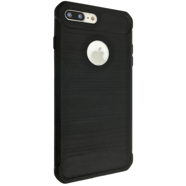 

Чехол-накладка DK силикон Carbon Steel с окошком под лого для Apple iPhone 7 / 8 Plus (black)