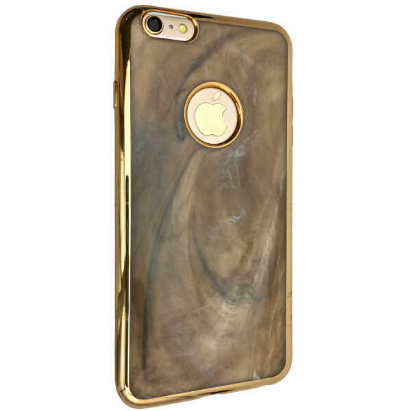 

Чехол-накладка DK силикон Мрамор с хром бортом для Apple iPhone 6 / 6S Plus (cream)