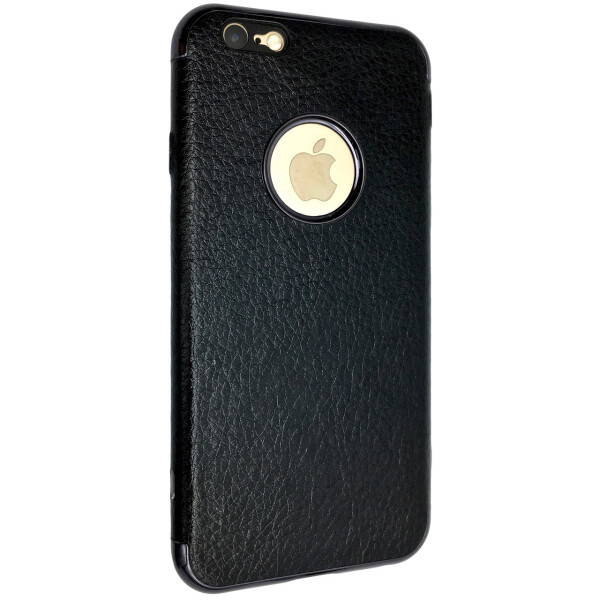 

Чехол-накладка DK силикон с кожей orig для Apple iPhone 6 / 6S Plus (black)