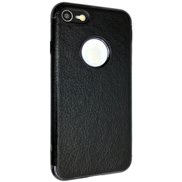 

Чехол-накладка DK силикон с кожей orig для Apple iPhone 7 / 8 (black)