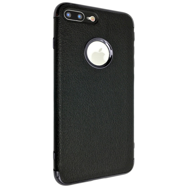 

Чехол-накладка DK силикон с кожей orig для Apple iPhone 7 / 8 Plus (black)