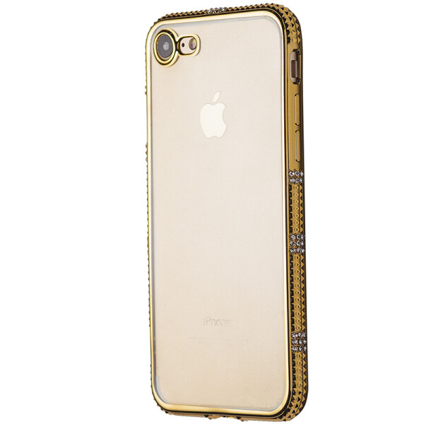 

Чехол-накладка DK силикон с хром бортом шипы любви для Apple iPhone 7 / 8 (gold)