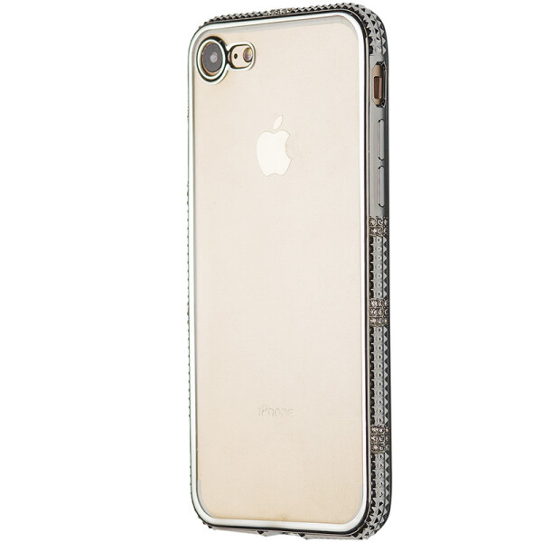

Чехол-накладка DK силикон с хром бортом шипы любви для Apple iPhone 7 / 8 (silver)