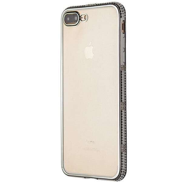 

Чехол-накладка DK силикон с хром бортом шипы любви для Apple iPhone 7 / 8 Plus (silver)