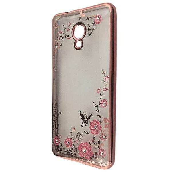 

Чехол-накладка DK-Case силикон с хром бортом и цветами для Meizu M5C (rose gold)