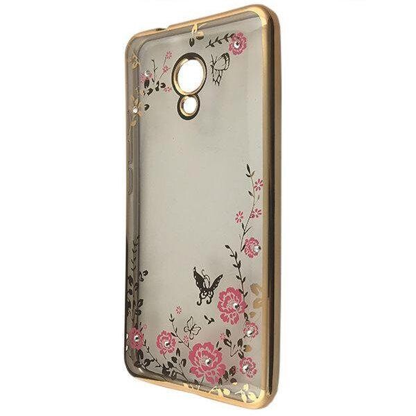 

Чехол-накладка DK-Case силикон с хром бортом и цветами для Meizu M6 (gold)