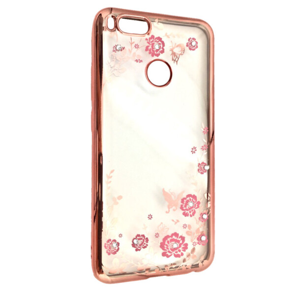 

Чехол-накладка DK-Case силикон с хром бортом и цветами для Xiaomi Mi A1 (Mi 5X) (rose gold)