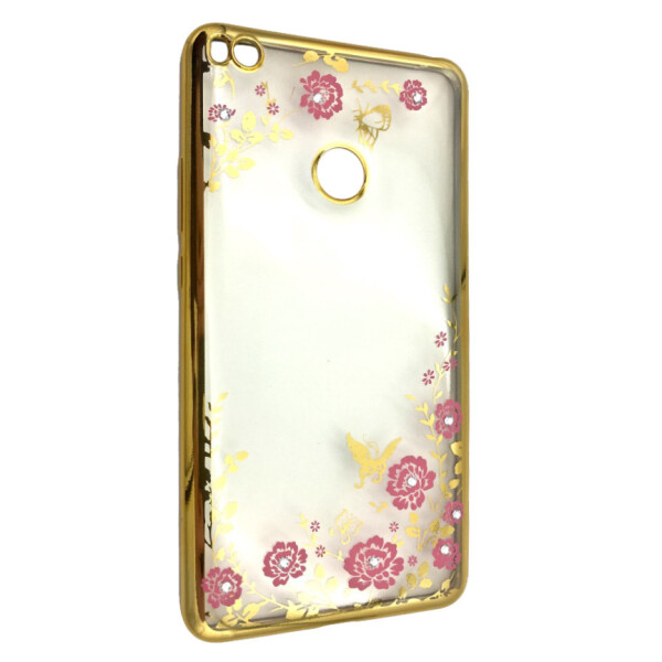 

Чехол-накладка DK-Case силикон с хром бортом и цветами для Xiaomi Mi Max 2 (gold)