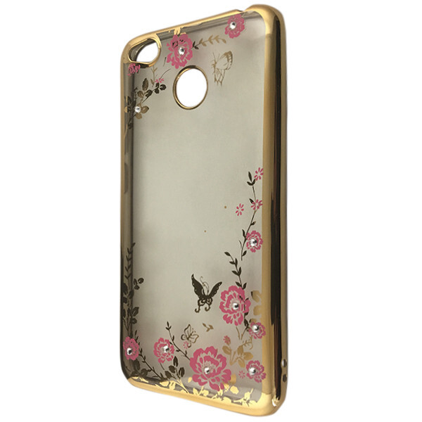 

Чехол-накладка DK-Case силикон с хром бортом и цветами для Xiaomi Redmi 4X (gold)