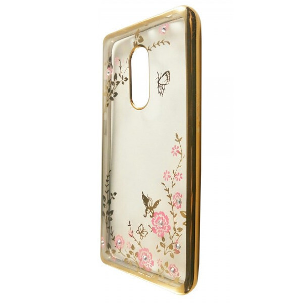 

Чехол-накладка DK-Case силикон с хром бортом и цветами для Xiaomi Redmi 5 (gold)