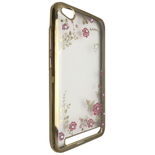 

Чехол-накладка DK-Case силикон с хром бортом и цветами для Xiaomi Redmi 5A (gold)
