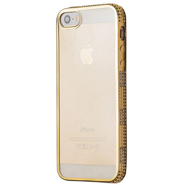 

Чехол-накладка DK-Case силикон с хром бортом шипы любви для Apple iPhone 5/5S (gold)