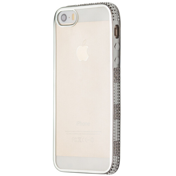 

Чехол-накладка DK-Case силикон с хром бортом шипы любви для Apple iPhone 5/5S (silver)