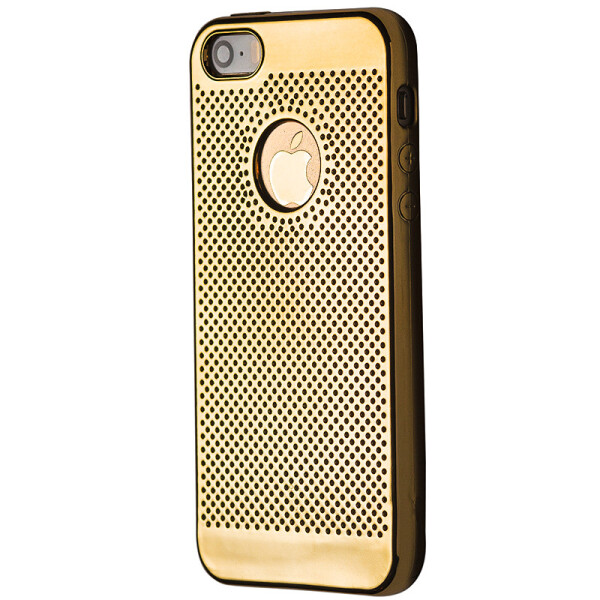 

Чехол-накладка DK-Case силикон хром Перфорация для Apple iPhone 5/5S (gold)