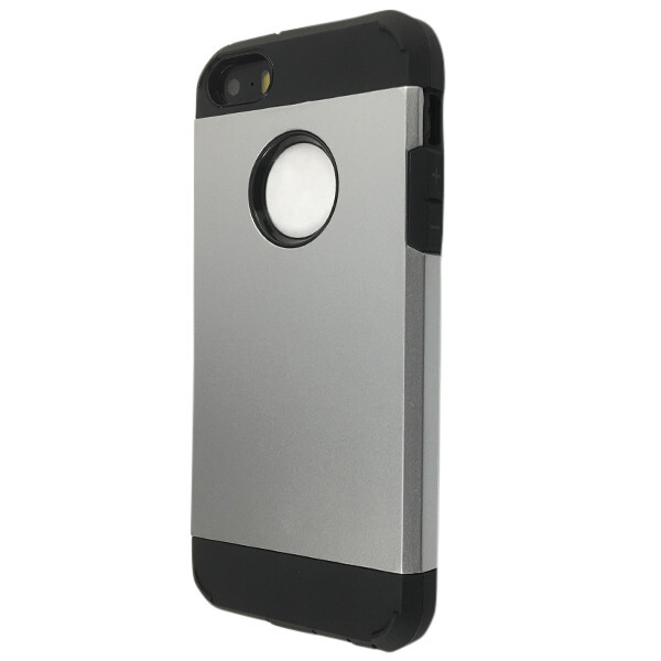 

Чехол-накладка пластик Spigen Slim Armor окошко под лого для Apple iPhone 5/5S (silver)
