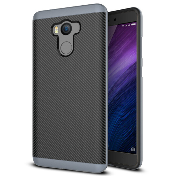 

Чехол-накладка силикон с пластик бортом iPaky carbon для Xiaomi Redmi 4/4 Prime (grey)