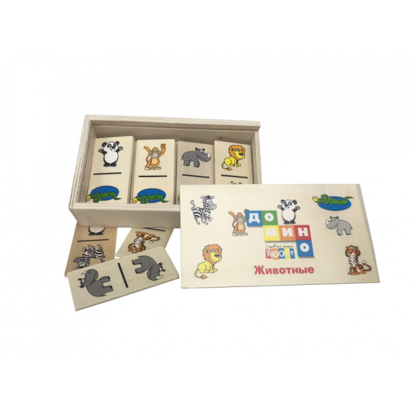 

Деревянная игрушка METR+ Домино в пенале, Животные дикие (MD 0017-4)