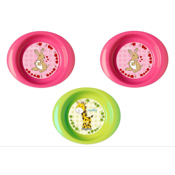 

Набор тарелочек Nuvita 6м+ 3шт. глубокие Розовые и Салатовая (NV1422Pink)
