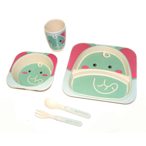 

Набор детской бамбуковой посуды Eco Bamboo fibre kids set N02328 5 предметов Бирюзовый (57095)