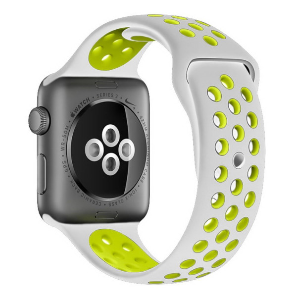 

Ремешок для смарт часов Apple Watch Coteetci W12 Nike серый + желтый для Apple Watch 38/40 мм