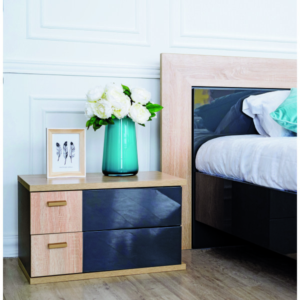 

Прикроватная тумба Embawood Капри правая Серый + Дуб Сонома