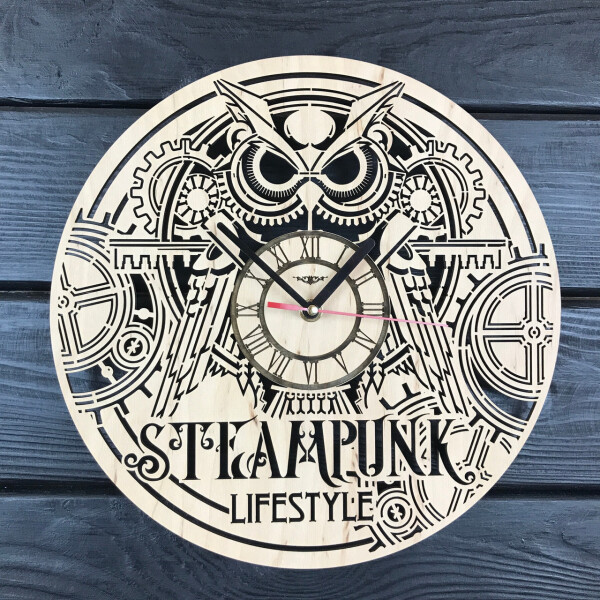 

Концептуальные деревянные часы в интерьер «Steampunk»