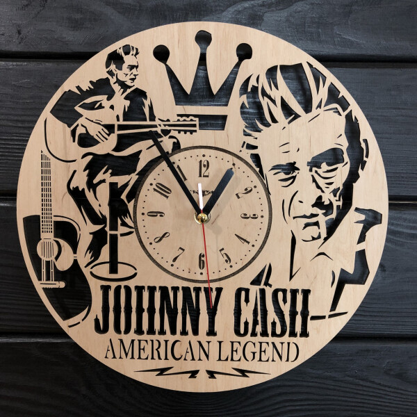 

Концептуальные настенные часы из дерева «Johnny Cash»