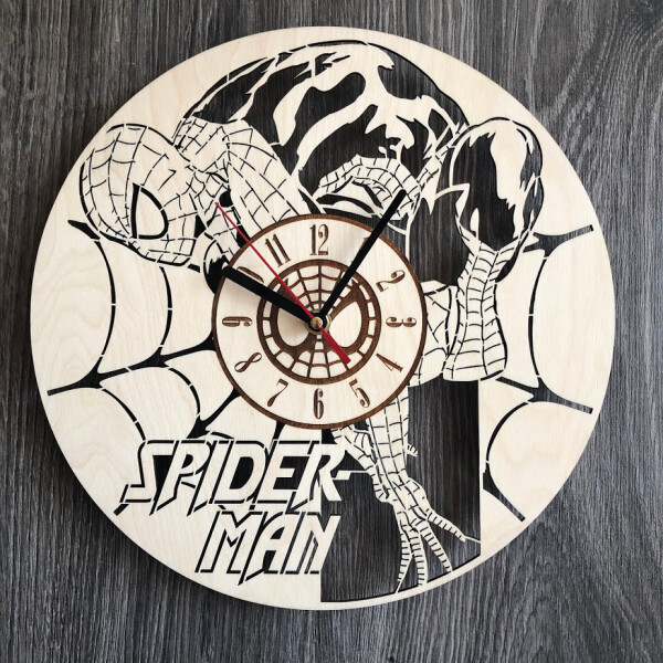 

Круглые бесшумные настенные часы из дерева «Spider-Man»
