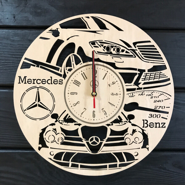 

Стильные часы из дерева настенные «Mercedes-Benz»