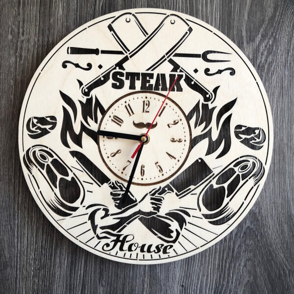 

Тематические настенные часы из дерева «Steak House»