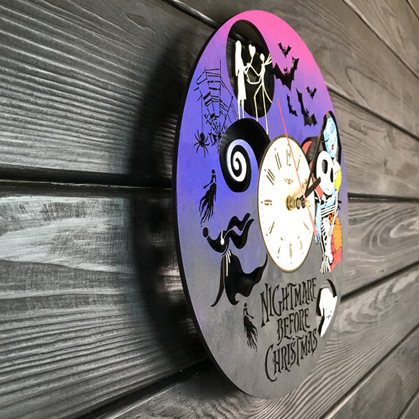 

Часы настенные цветные из дерева «Nightmare before Christmas»