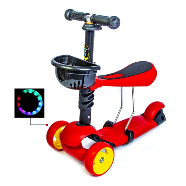 

Самокат Scooter Smart 3in1. Красный цвет. (Смарт-колеса!)