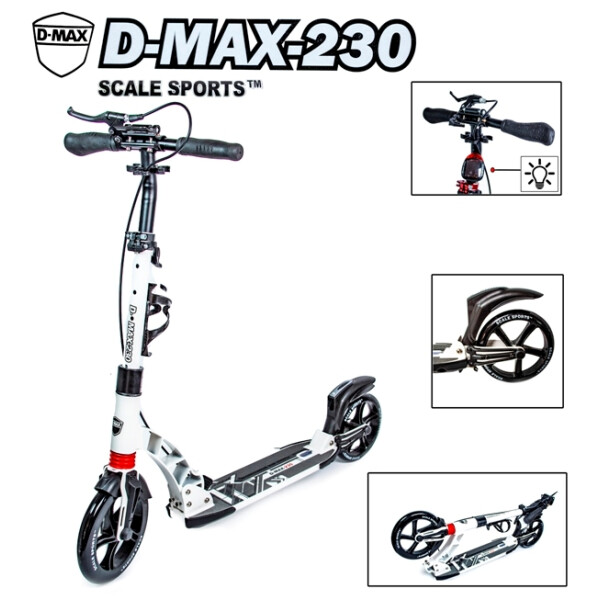 

Двухколесный самокат Scale Sports. D-Max -230. White. Ручной тормоз!