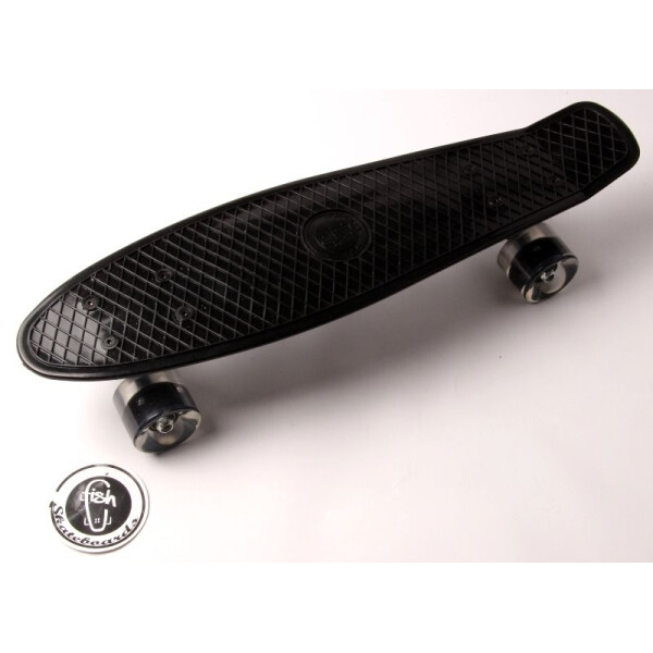 

Penny Board Fish Черный. Светящиеся колеса 2.