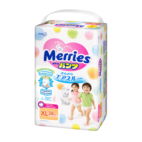 

Трусики-подгузники для детей Merries Big 12-22 кг, 38 шт