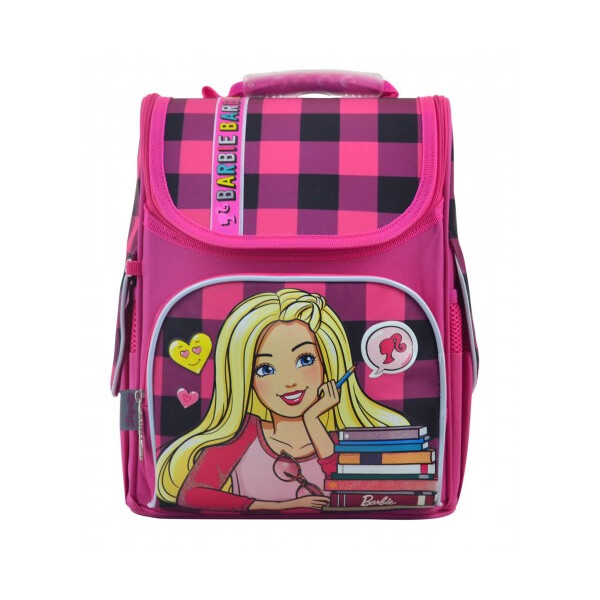 

Школьный рюкзак каркасный 1 Вересня H-11 Barbie red для девочки 33,5х26х13,5 см Розовый (555156)
