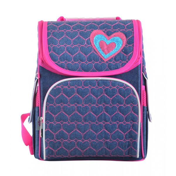 

Школьный каркасный рюкзак YES H-11 Hearts blue для девочки 33,5х26х13,5 см Синий (555208)