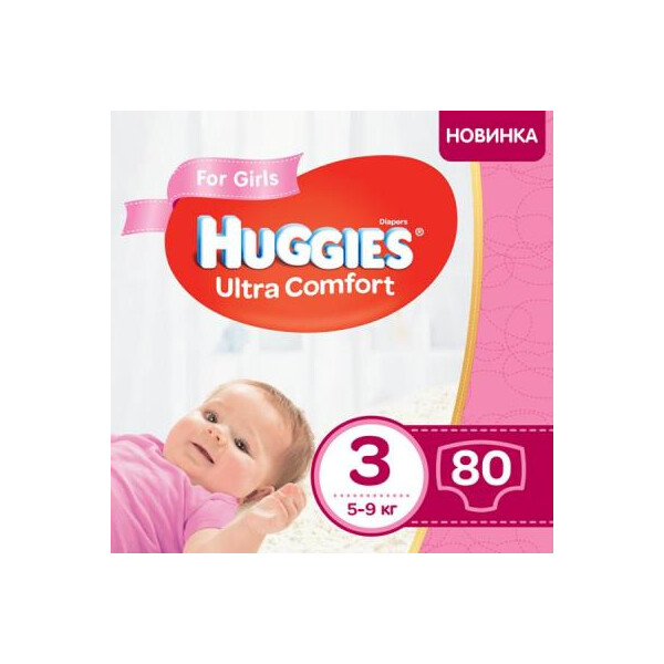 

Подгузник Huggies Ultra Comfort 3 Mega для девочек (5-9 кг) 80 шт (5029053543604)
