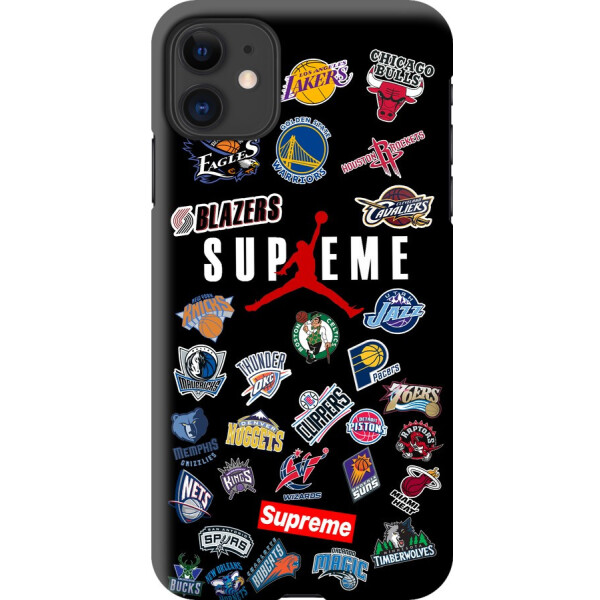 

Чехол силиконовый бампер FTS для Apple iPhone 11 c рисунком Черный Баскетбольный Supreme