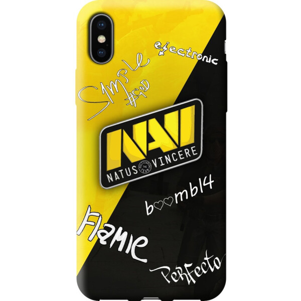 

Силиконовый чехол бампер FTS для Apple iPhone X/Xs c рисунком Natus Vincere Нави Автографы