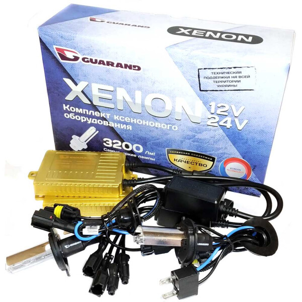 

Комплект ксенона Guarand 55w, 9-16v H4 Mono 6000k