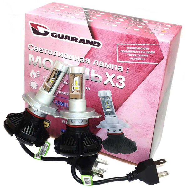 

Светодиодные лампы LED Guarand X3 H4 Hi/Low ZES 5000k 6000Lm 50w 12-24v