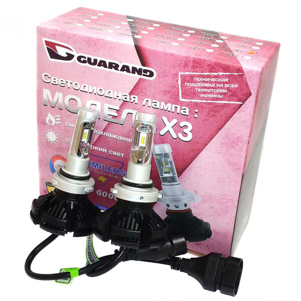 

Светодиодные лампы LED Guarand X3 HB4 (9006) ZES 5000k 6000Lm 50w 12-24v