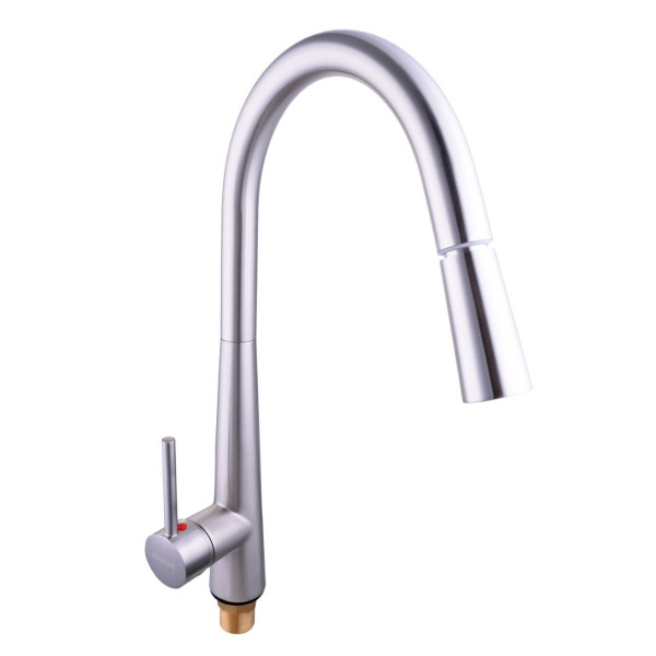 

Смеситель для кухни GLOBUS LAZER GLLR-1033 St Steel с выдвижным изливом